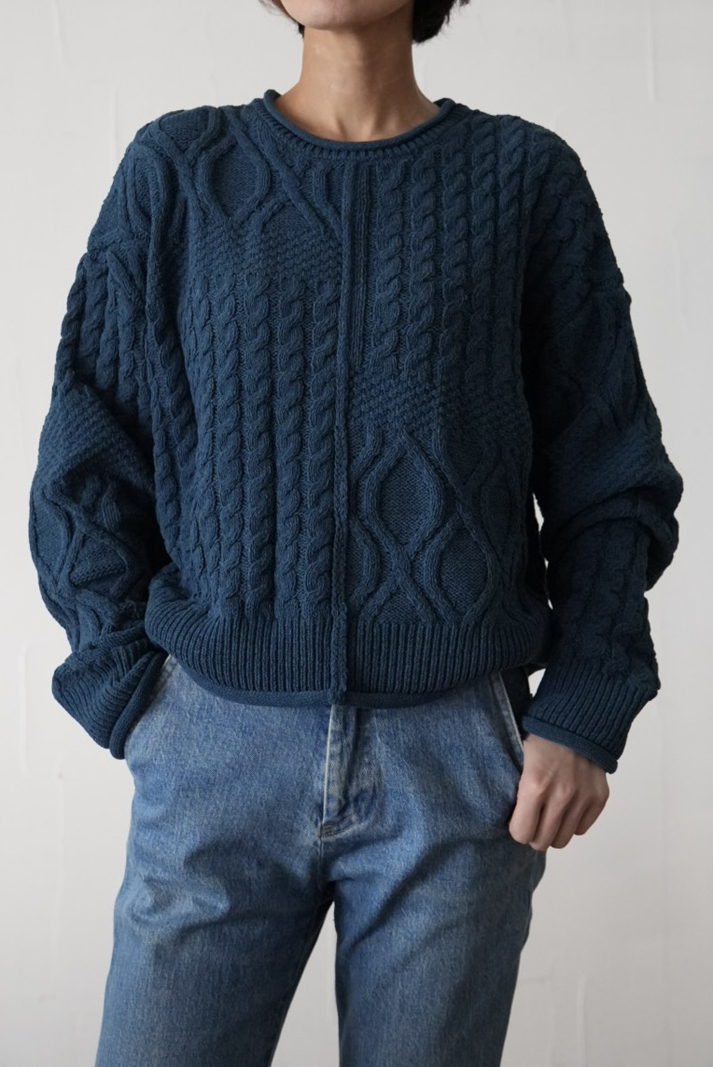 315. WYTE / ワイト Cable Knit Crew Neck Pullover プルオーバー(bule/red)  (11-30010)