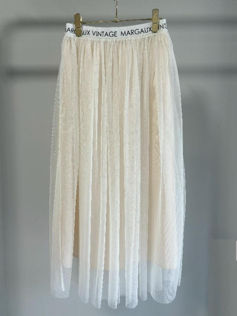 370.　MARGAUX VINTAGE / マルゴー  ウエストロゴチュールスカート(white/black)（MG SK-26022-S）