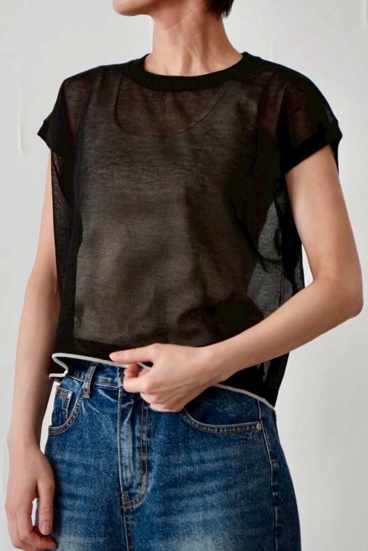 【SALE】97.　PASSIONE /パシオーネ シアータンクトップ(ブラック)（No.526973）