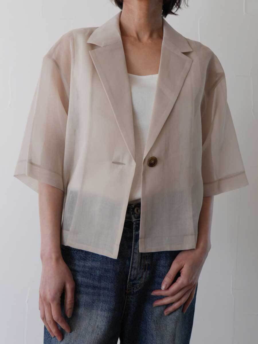 321. CLOCHE クロシェ / シアージャケット(アイボリー/ブラック)  (610-85020)