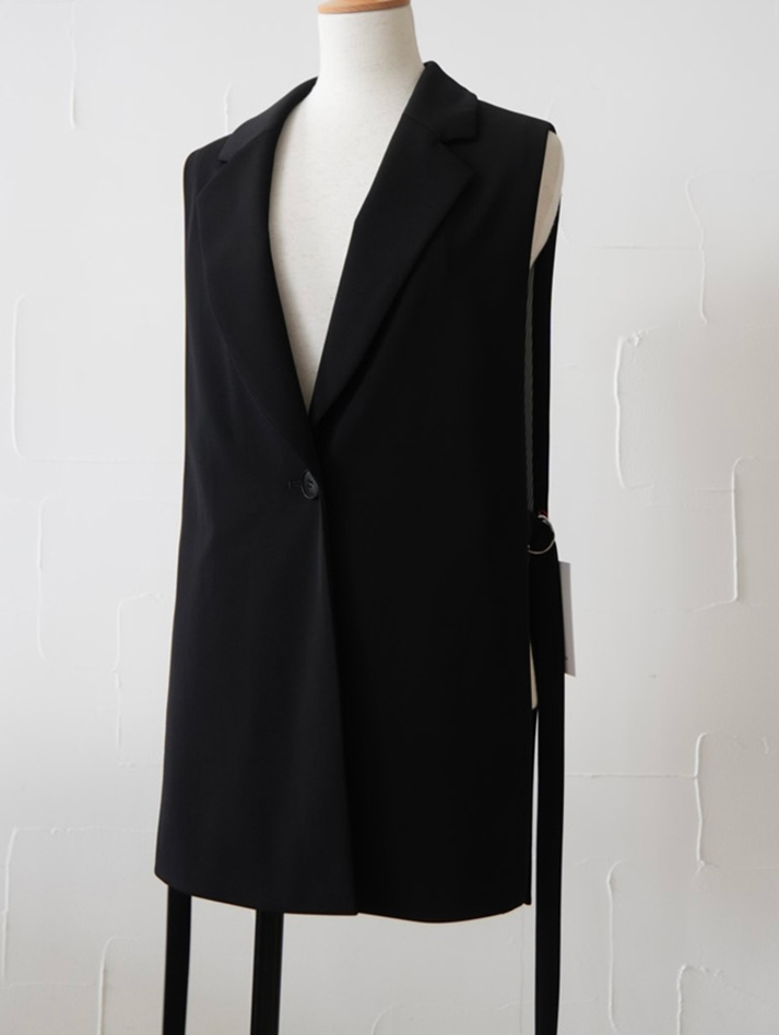 359. passione パシオーネ サイドオープンロングジレ(ブラック) 16411