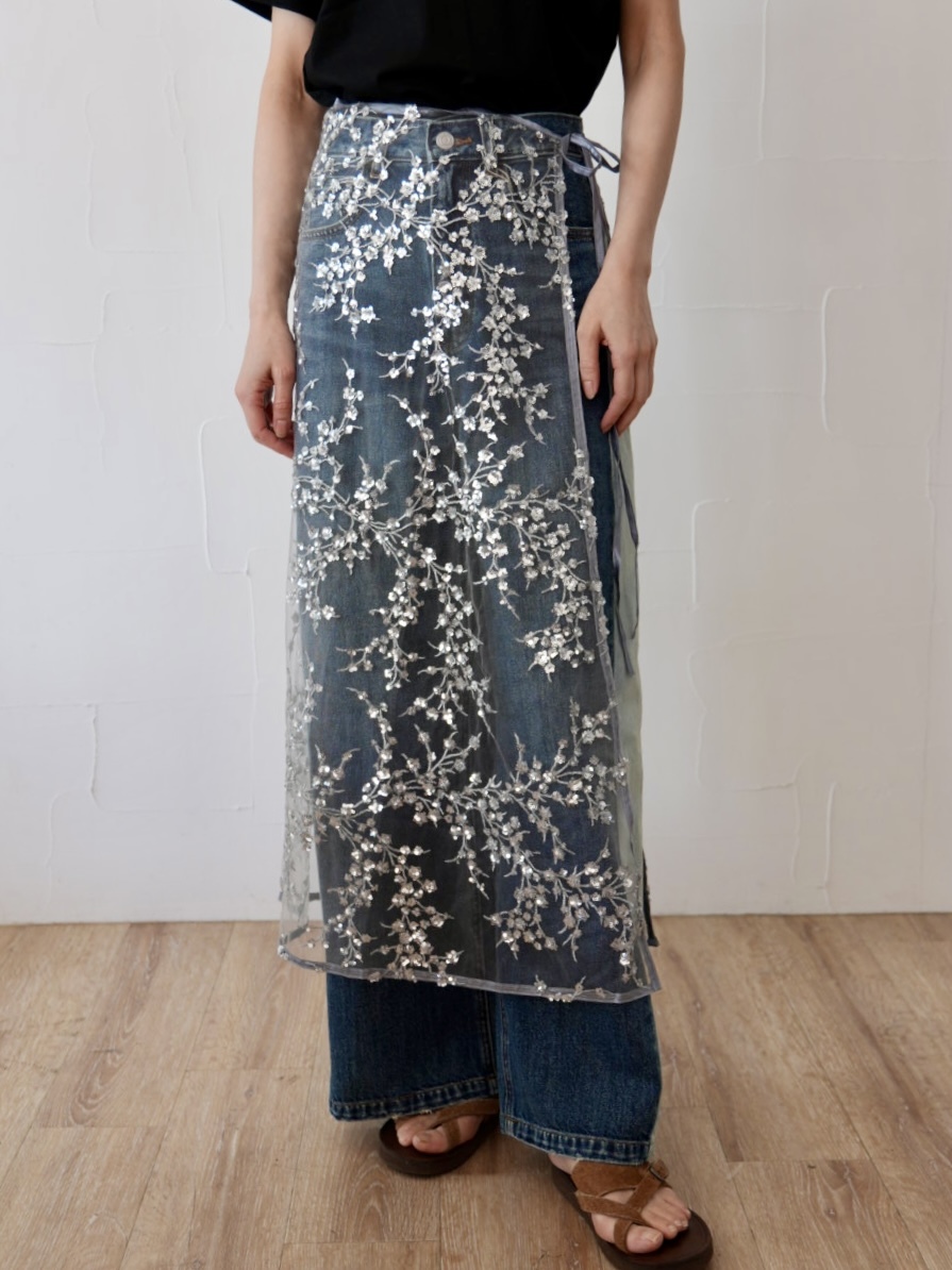 【SALE】210s. cafune /カフネ /ラップスカート（No.535624）silver