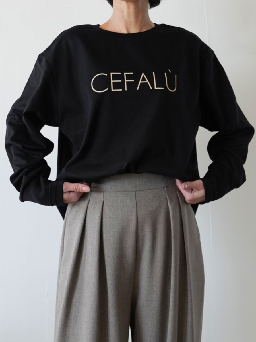 331. CLOCHE クロシェ / ロゴプリント長袖T(オフ/杢グレー/ブラック)  (612-85586)