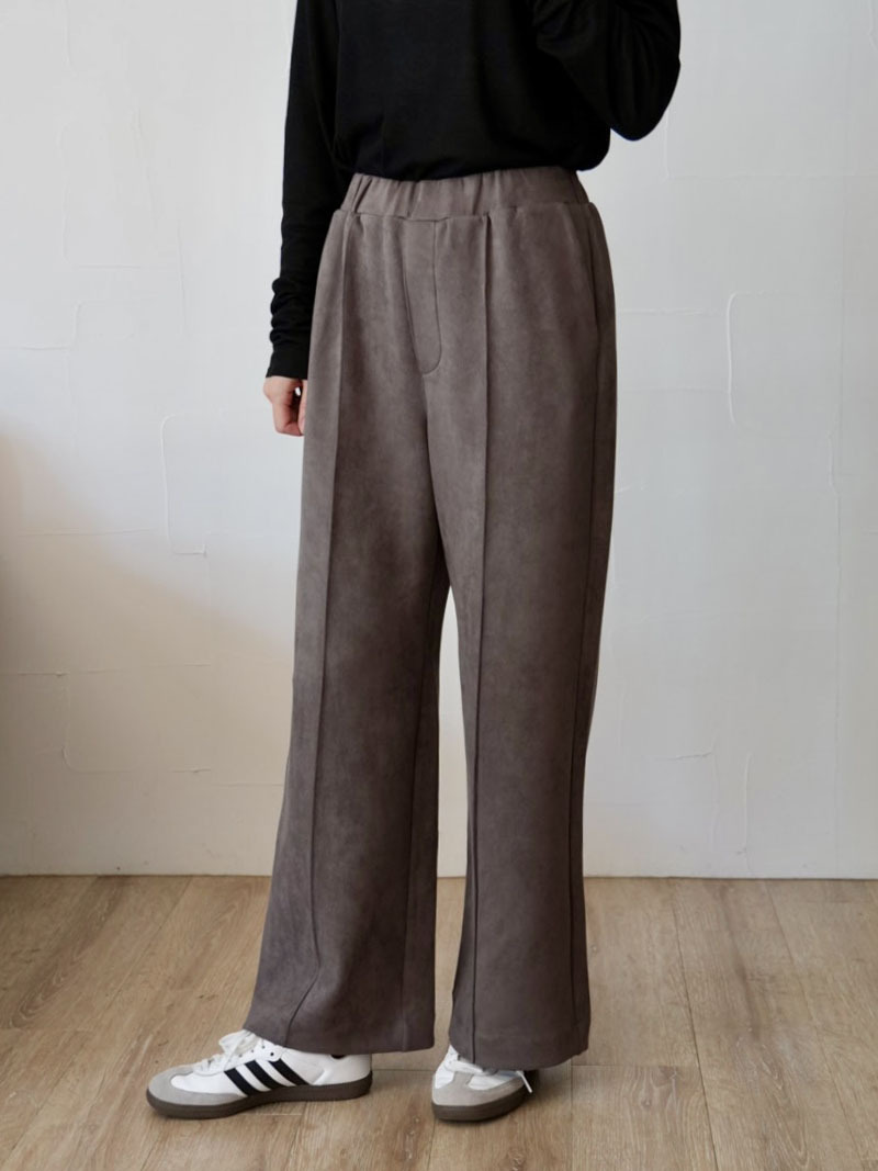 【SALE】236s. Anna Kerry / アンナケリー  スウェードワイドパンツ(camel/gray)（85253604)