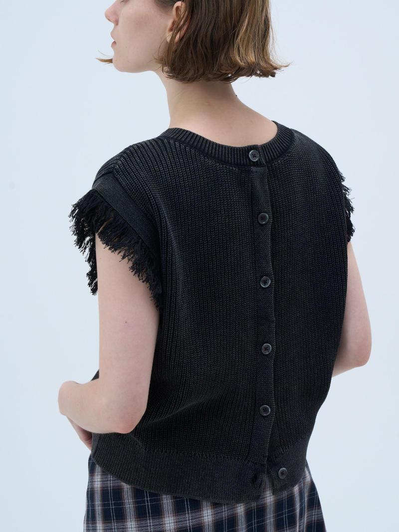 353. Boutique Ordinary / ブティークオーディナリー　2-Way Fringe Knit Vest (インディゴ/ブラック)  (BO26-411N)