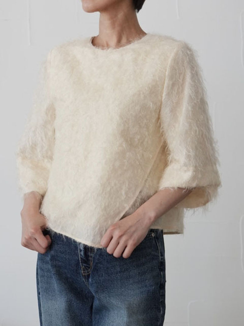 【SALE】223s. passione パシオーネ　7部袖トップス(white/black) (36940)