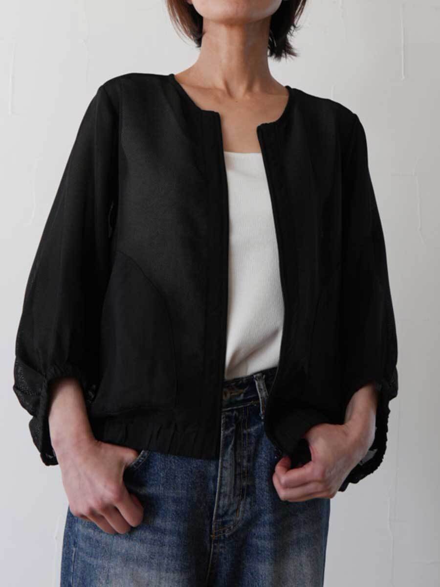 LePuju select チュールレースブルゾン（O-white/black）