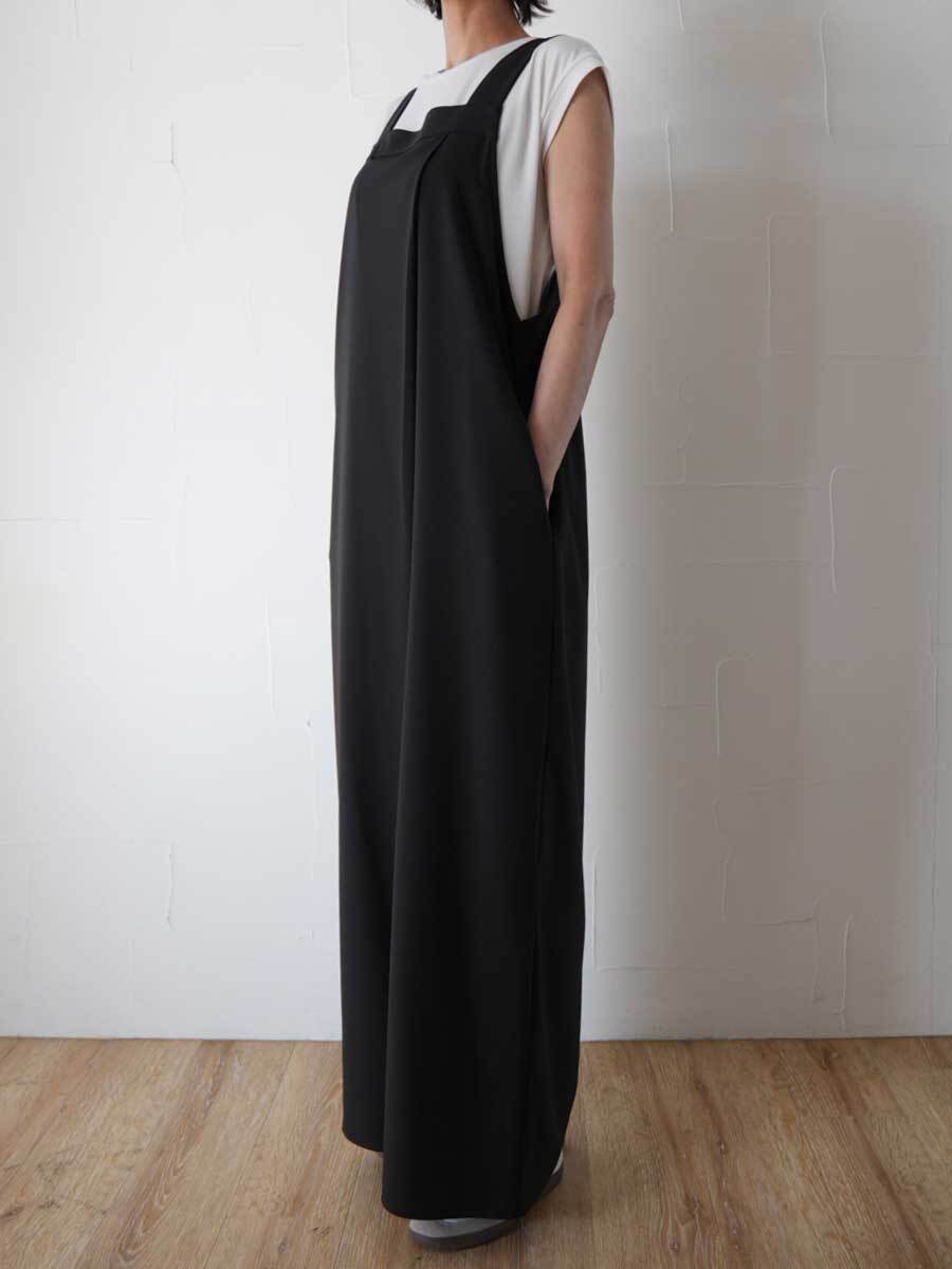 335. CLOCHE クロシェ / フロントラップ風サロペット(グレージュ/ブラック)  (612-86511)