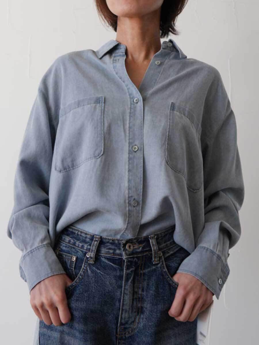 364.passione パシオーネ　リラックスシャツ(ブルー) 16930