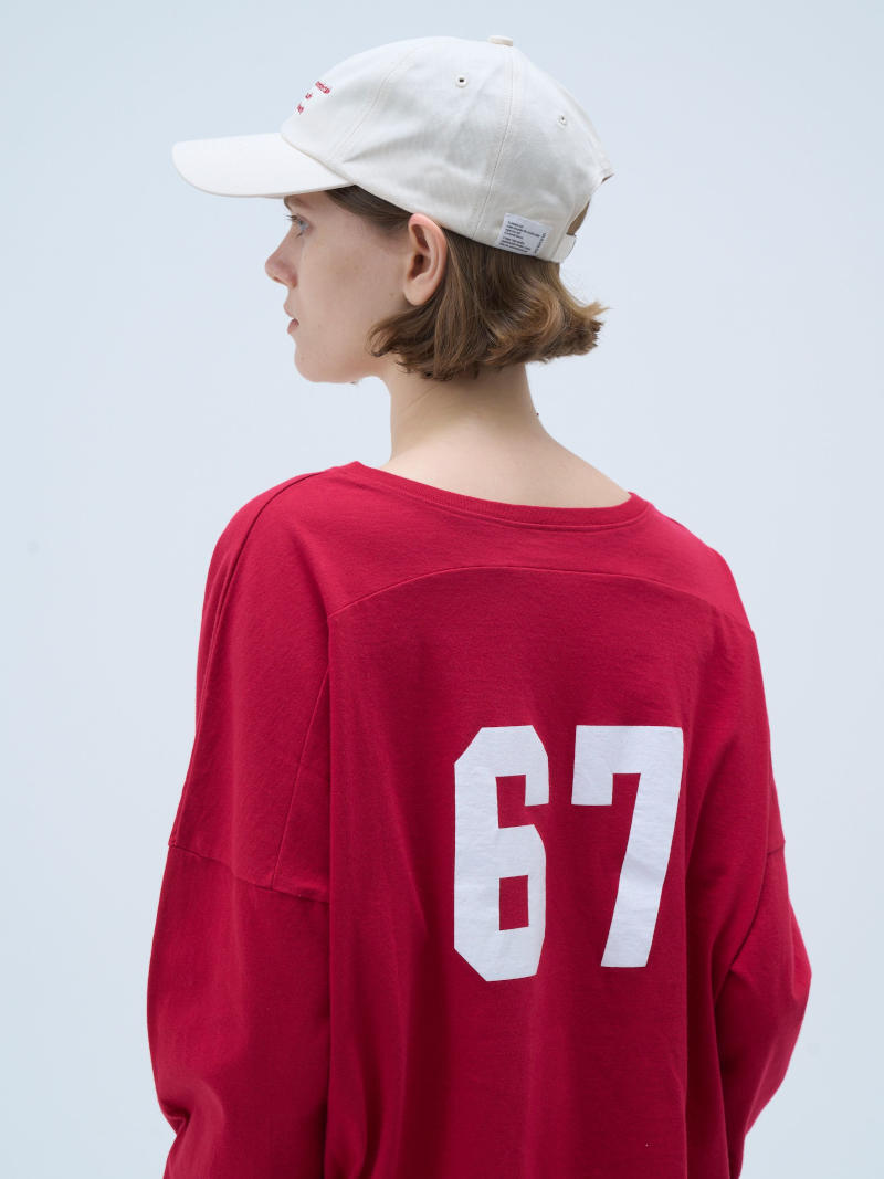 352. Boutique Ordinary / ブティークオーディナリー　2-Way Dolman Like Number Print Tops (ブルー/レッド)  (BO26-407T)