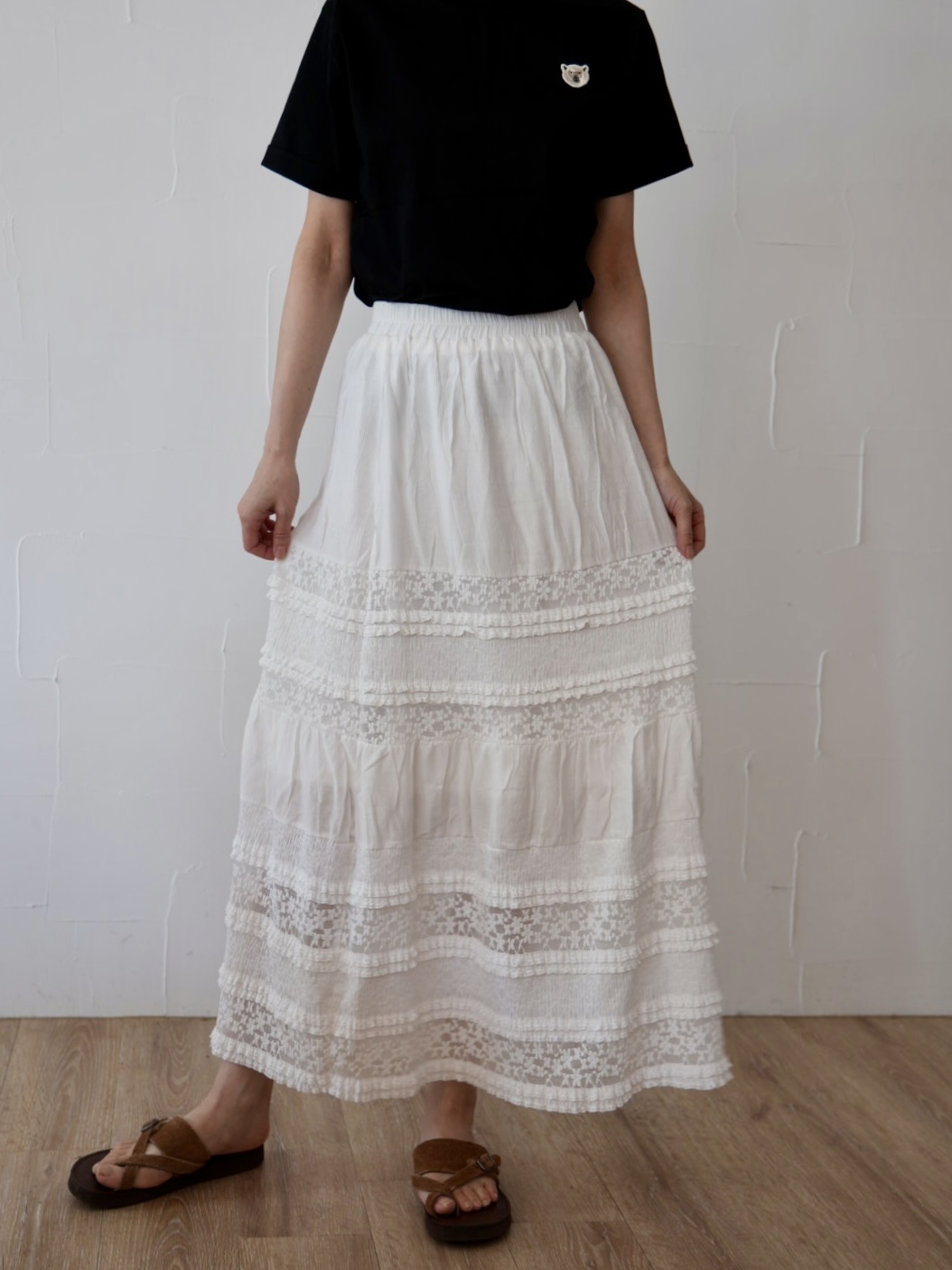 207. L'ours Polaire et Bleu(ルスポレイル&ブルー) レーススカート(black/ white)(25312013)