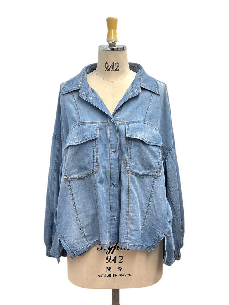 【26SS予約】ayane /アヤン シアーデニムショート丈シャツ  816301（3/末~4/初）