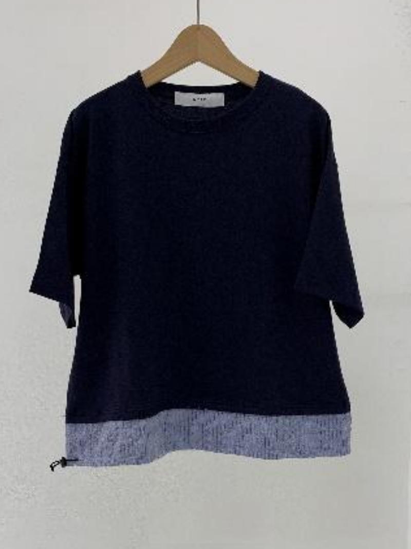 319. WYTE / ワイト Needle Punch ST Docking Longsleeve T-shirt Tシャツ (navy,gray)  (11-40310)