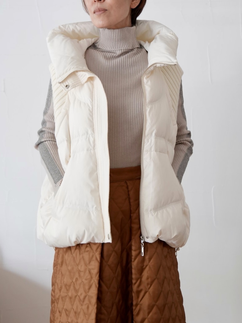 294. passione パシオーネ ニット切替ダウンベスト (ホワイト)