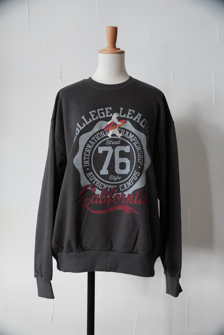 384. L'ours Polaire et Bleu(ルスポレイル&ブルー) サーフベアカレッジスウェット(brown/charcoal)(25319120)