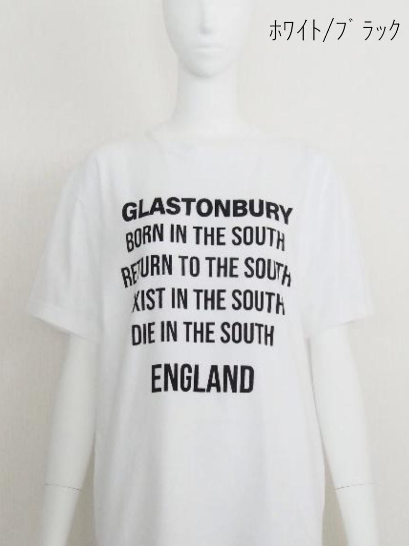 355. Boutique Ordinary / ブティークオーディナリー　"GLASTONBURY" T-Shirt (ホワイト/ブラック)  (BO26-436T)