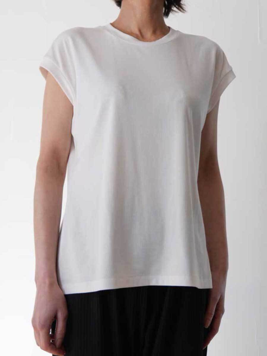 365.passione パシオーネ　フレンチスリーブカットソー(ホワイト/チャコール/ブラック) 16936