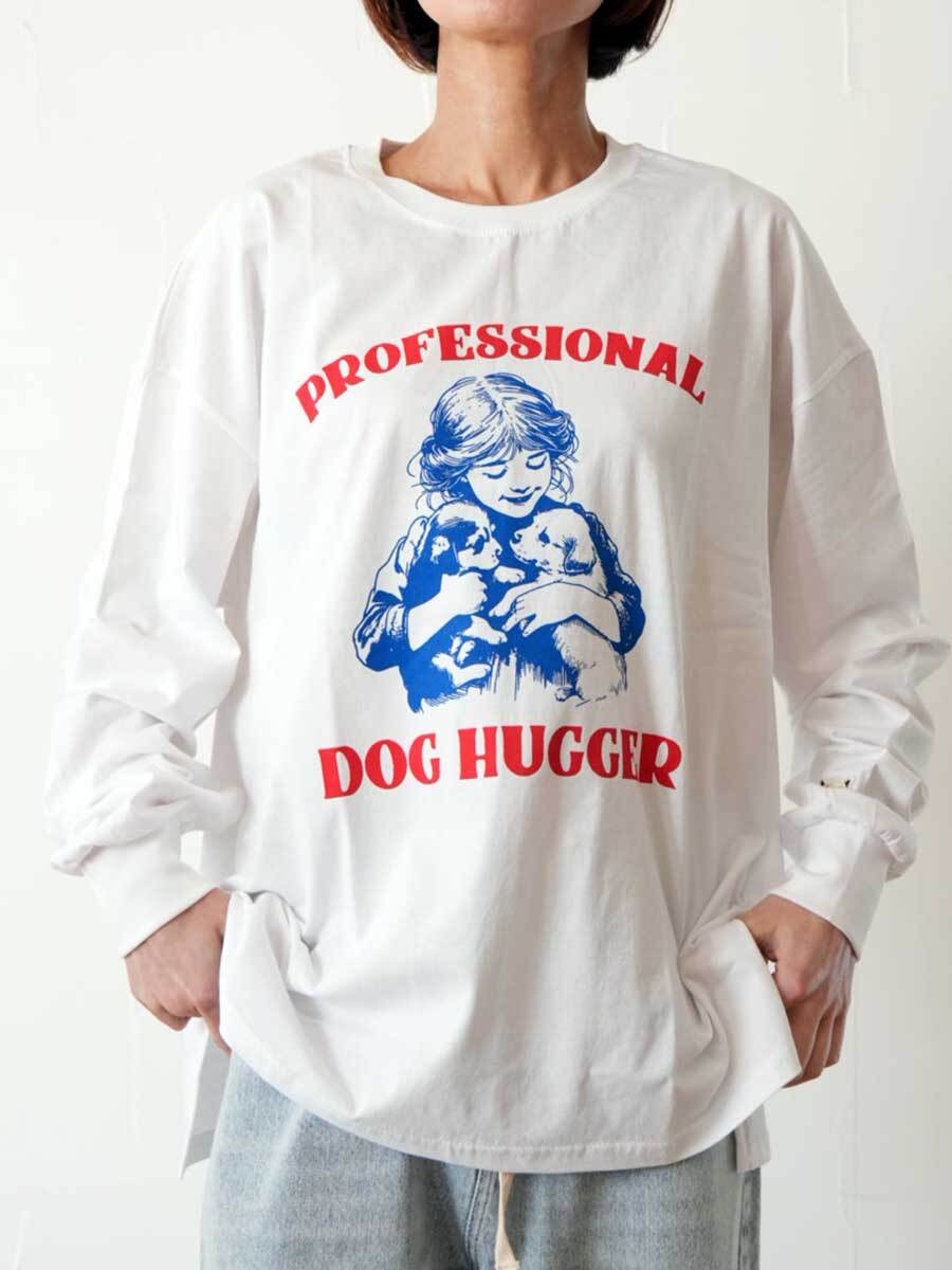 392. L'ours Polaire et Bleu(ルスポレイル&ブルー) DOG HUG ロンT(ホワイト／グレー／チャコール)(26319151)