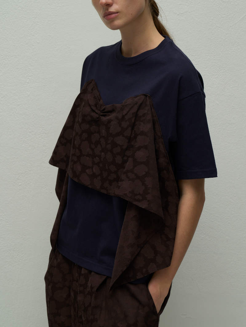 【5月入荷次第お届けのご予約】407. WYTE / ワイト jacquard bustier layerd tee  レイヤードTシャツ (ブラウン/ブラック)  (11-40910)