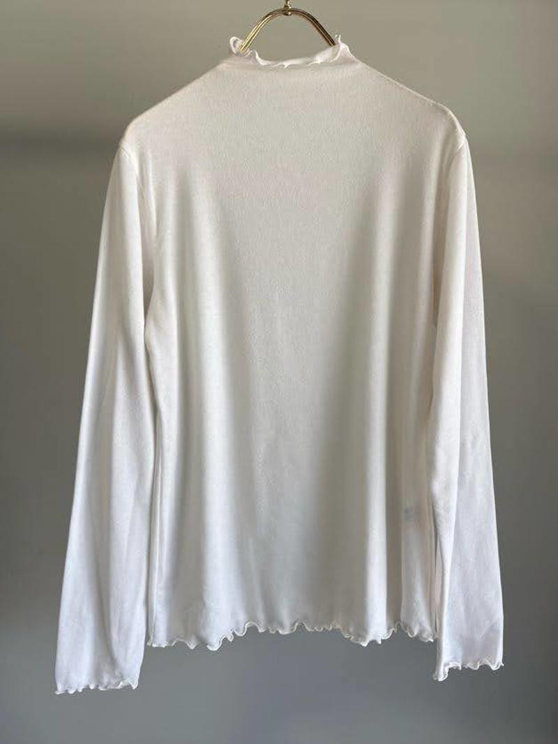 【8月入荷次第お届けのご予約】533.MARGAUX VINTAGE / マルゴー　パウダリータートルトップス(ホワイト/ブラック)　MG CT-26106-A