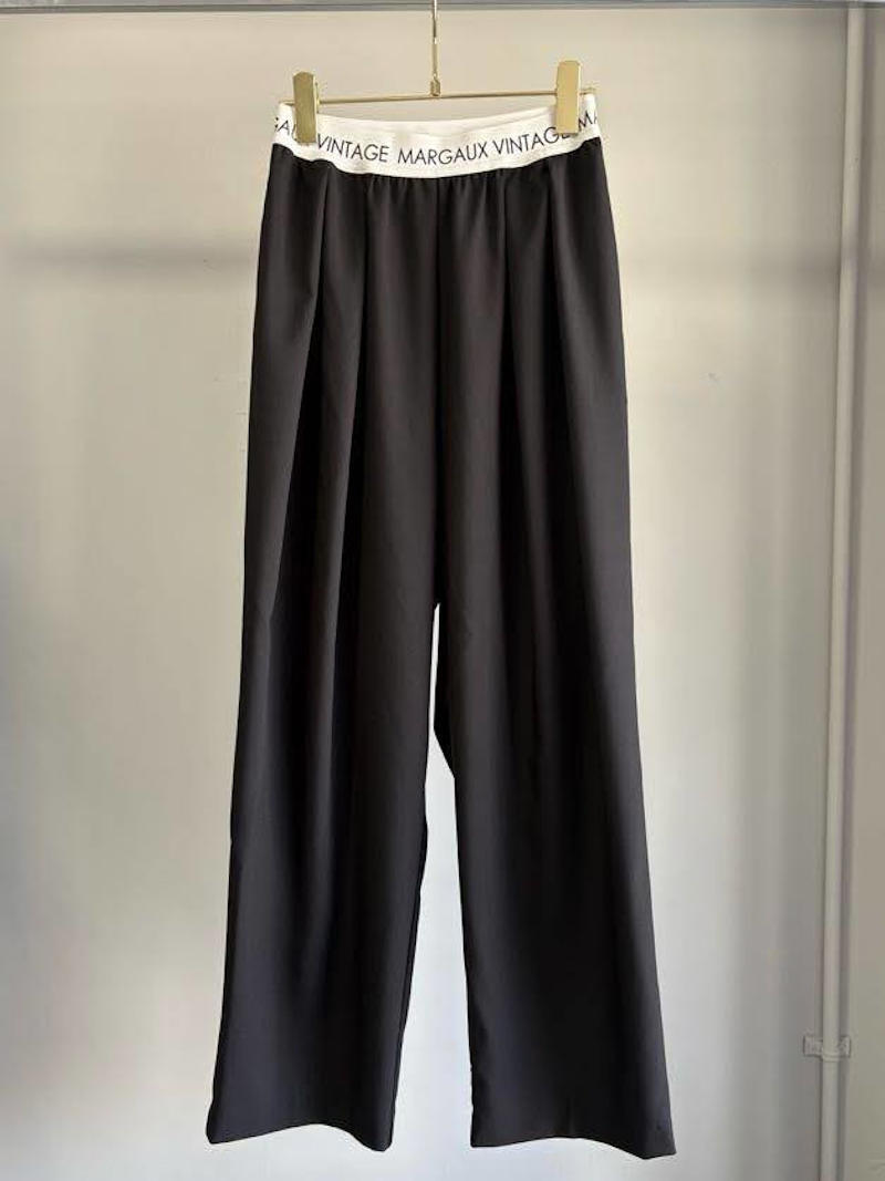 【7月入荷次第お届けのご予約】515.MARGAUX VINTAGE / マルゴー　ロゴウエストタックパンツ(グレージュ/ブラック)　MG PT-26089-A
