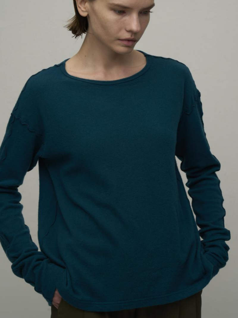 【9月入荷次第お届けのご予約】491. WYTE / ワイト Airy Wool △ LINE Crew-Neck L/S T  エアリーウール長袖Tシャツ(ホワイト/グレー/グリーン/ブラック/レッド)  (12-40510)