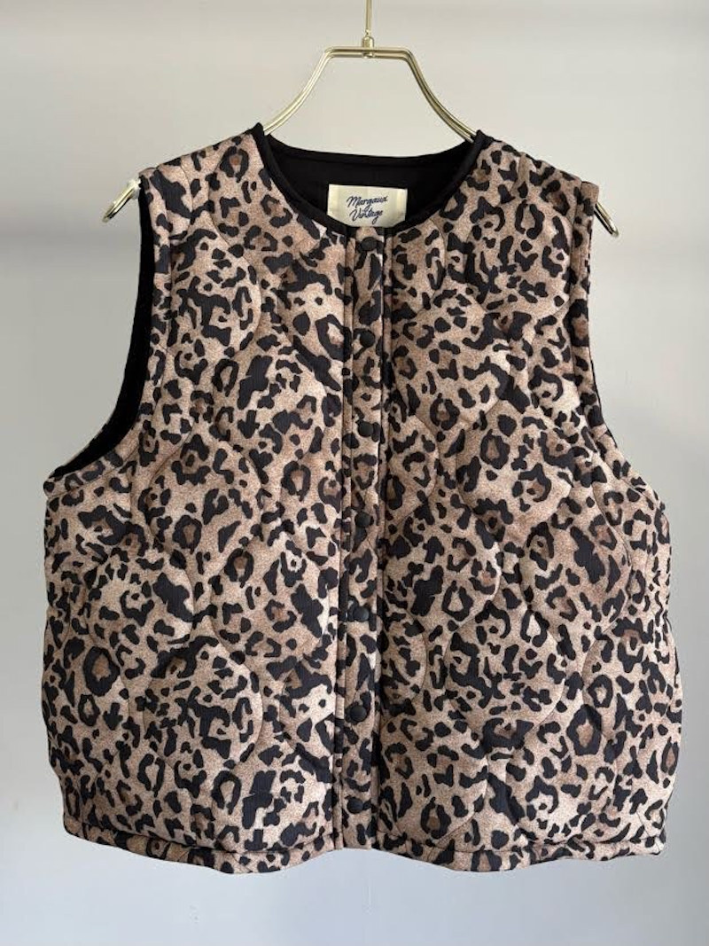 【8月入荷次第お届けのご予約】513.MARGAUX VINTAGE / マルゴー　レオパードパディングベスト(レオパード)　MG JK-26087-A