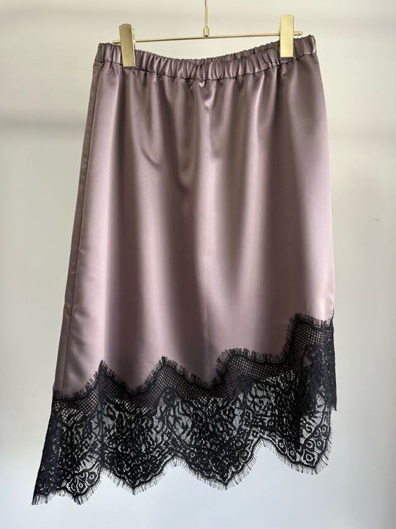 【7月入荷次第お届けのご予約】524.MARGAUX VINTAGE / マルゴー　ヘムレーススカート(オフホワイト/ブラウン/ブラック)　MG SK-26097-A