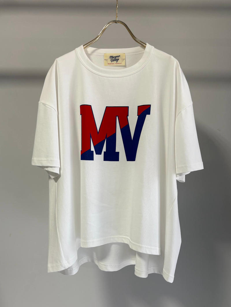 447.MARGAUX VINTAGE / マルゴー　MV red/blueロゴT(ホワイト)　MG CT-26070-S
