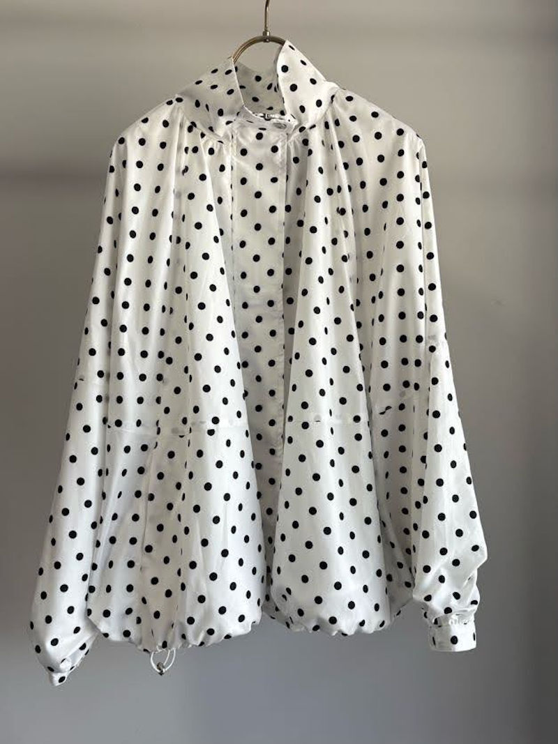 【8月入荷次第お届けのご予約】523.MARGAUX VINTAGE / マルゴー　ドットブルゾン(ホワイト/ブラック)　MG JK-26096-A