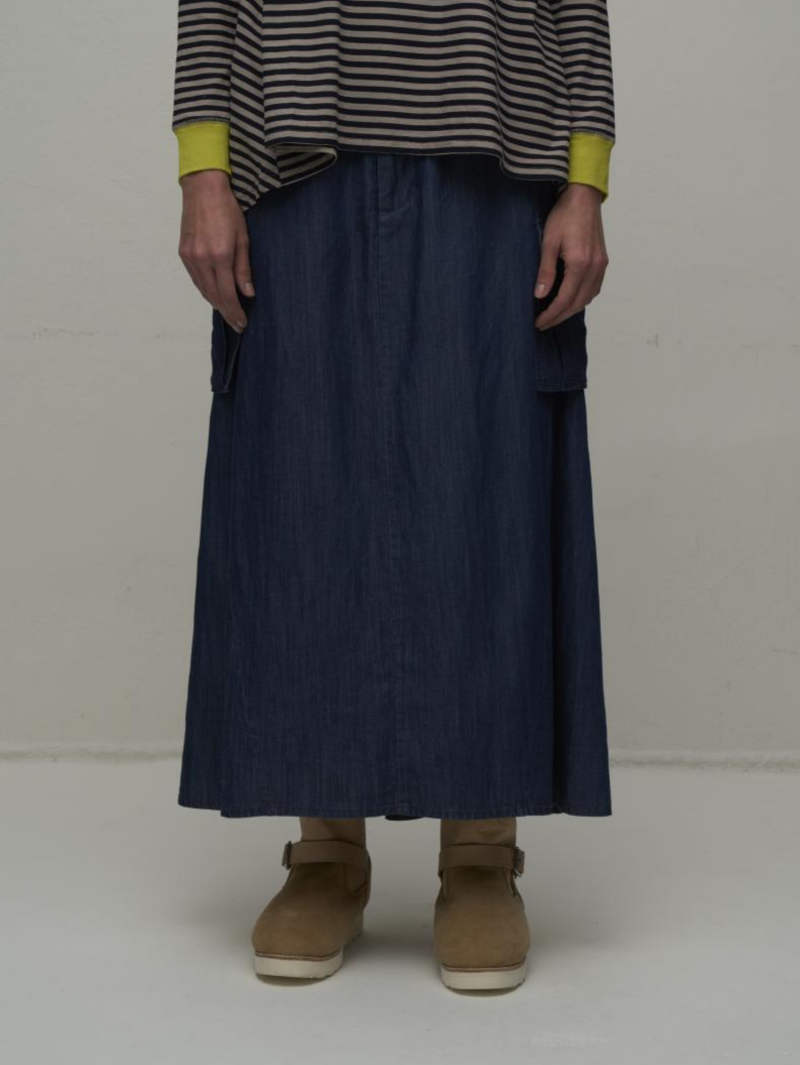 【7月入荷次第お届けのご予約】474. WYTE / ワイト Tencel Dungaree △ LNE 6PSK ダンガリースカート (インディゴ)  (12-10450)