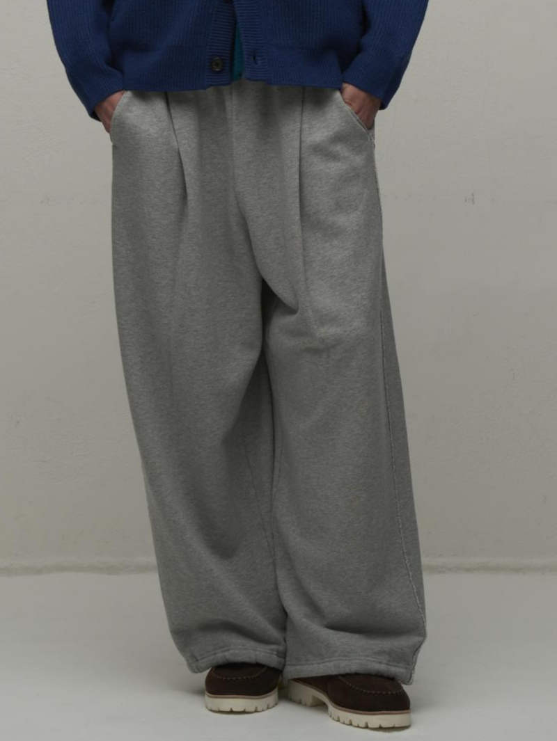 【8月入荷次第お届けのご予約】490. WYTE / ワイト Loopback Cotton Σ LINE Ease Wide PT ワイドパンツ(グレー/ライトグレー)  (12-40460)