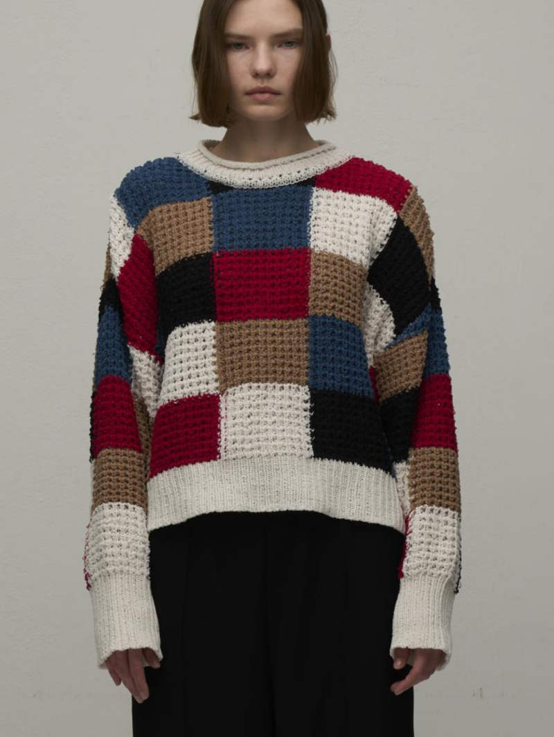 【9月入荷次第お届けのご予約】484. WYTE / ワイト 5Color Grid-Check Σ LINE Crew-Neck KT   グリッドチェックニット(マルチカラー)  (12-30011)