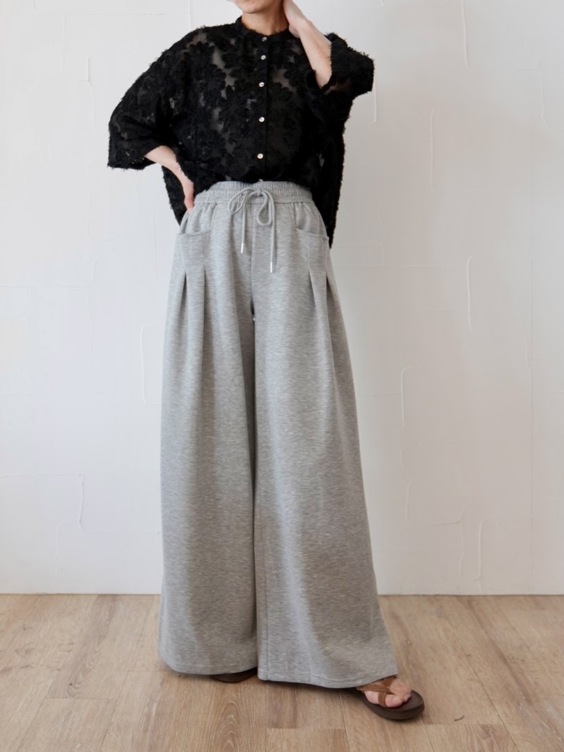 【再入荷】203. LePuju select  綺麗見え スウェットパンツ (black/gray)