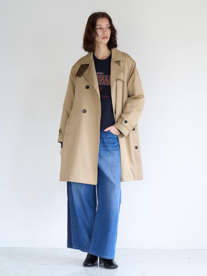 【11月入荷次第お届けのご予約】574. Boutique Ordinary / ブティークオーディナリー　Down-Lined Wide Trench Coat (ベージュ／カーキ)  (BO26-701C)