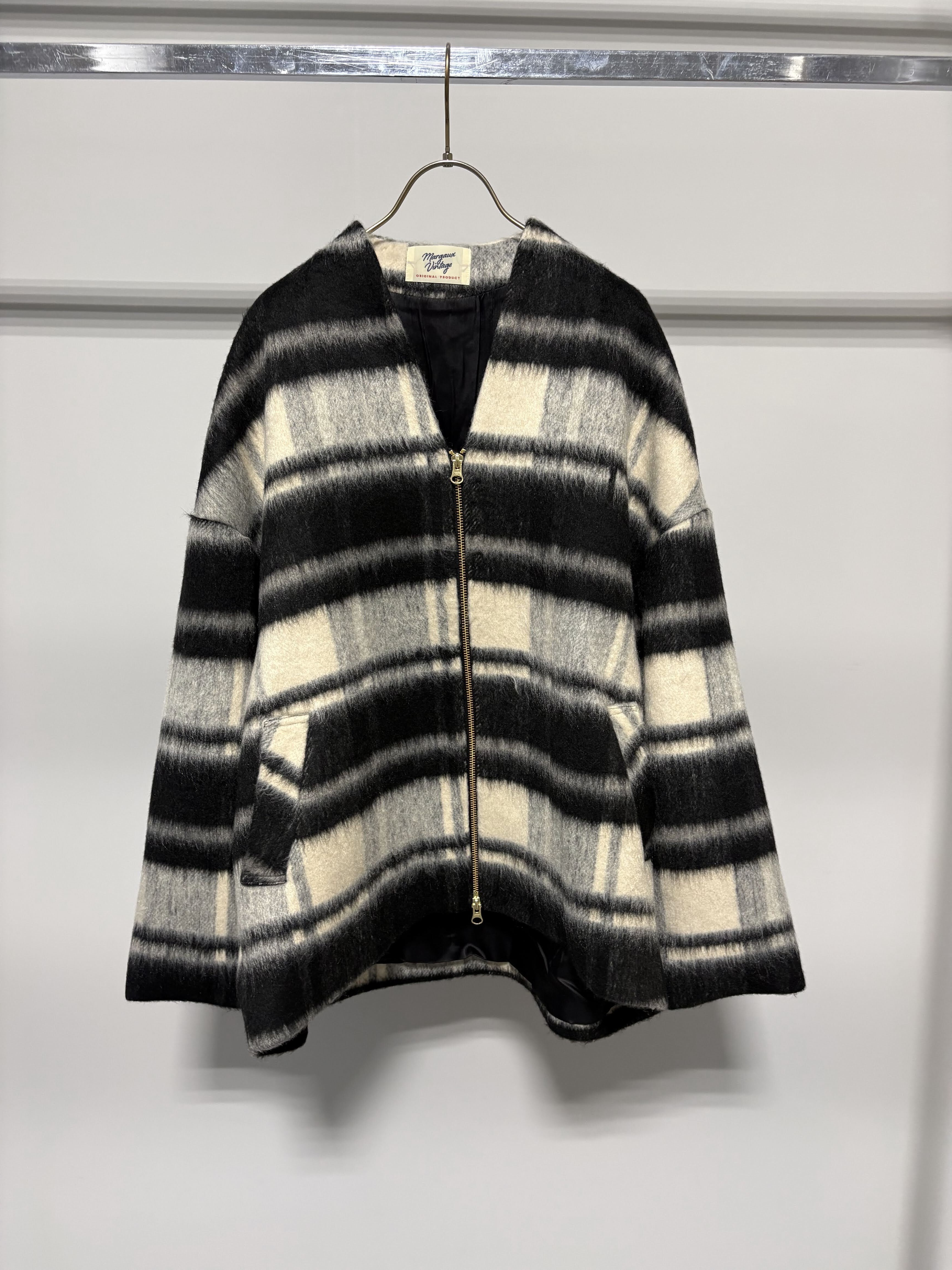 【10/上旬〜下旬入荷次第お届けのご予約】 MARGAUX VINTAGE/マルゴーヴィンテージ シャギージップコート　CHECK