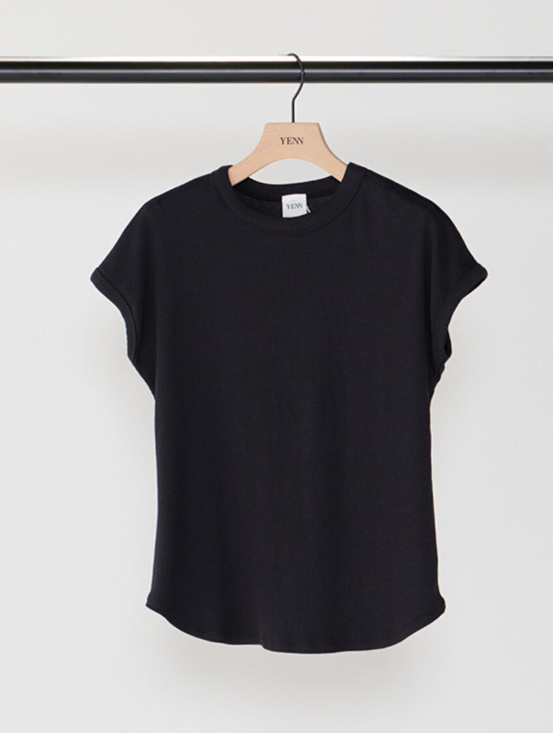570.YENN / イエン　SHORT SLEEVE RIB TEE(ブラック、オフホワイト、ピンク)　Y261-81025