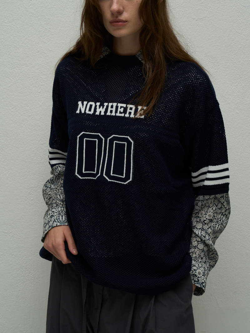 【SALE】406.WYTE / ワイト cotton mesh dual football CD Tシャツ (ホワイト/ネイビー)  (11-30210)
