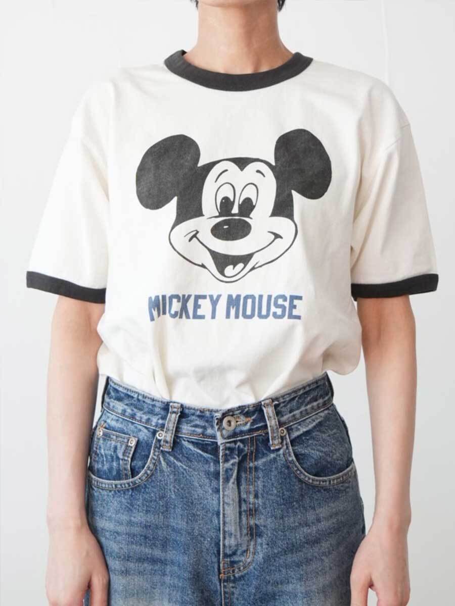 382. JOHNBULLE ジョンブル / MICKEY MOUSE RINGER Tシャツ(ホワイト/ブラック/ブラウン/ブルー)ユニセックス  (JT262C16)
