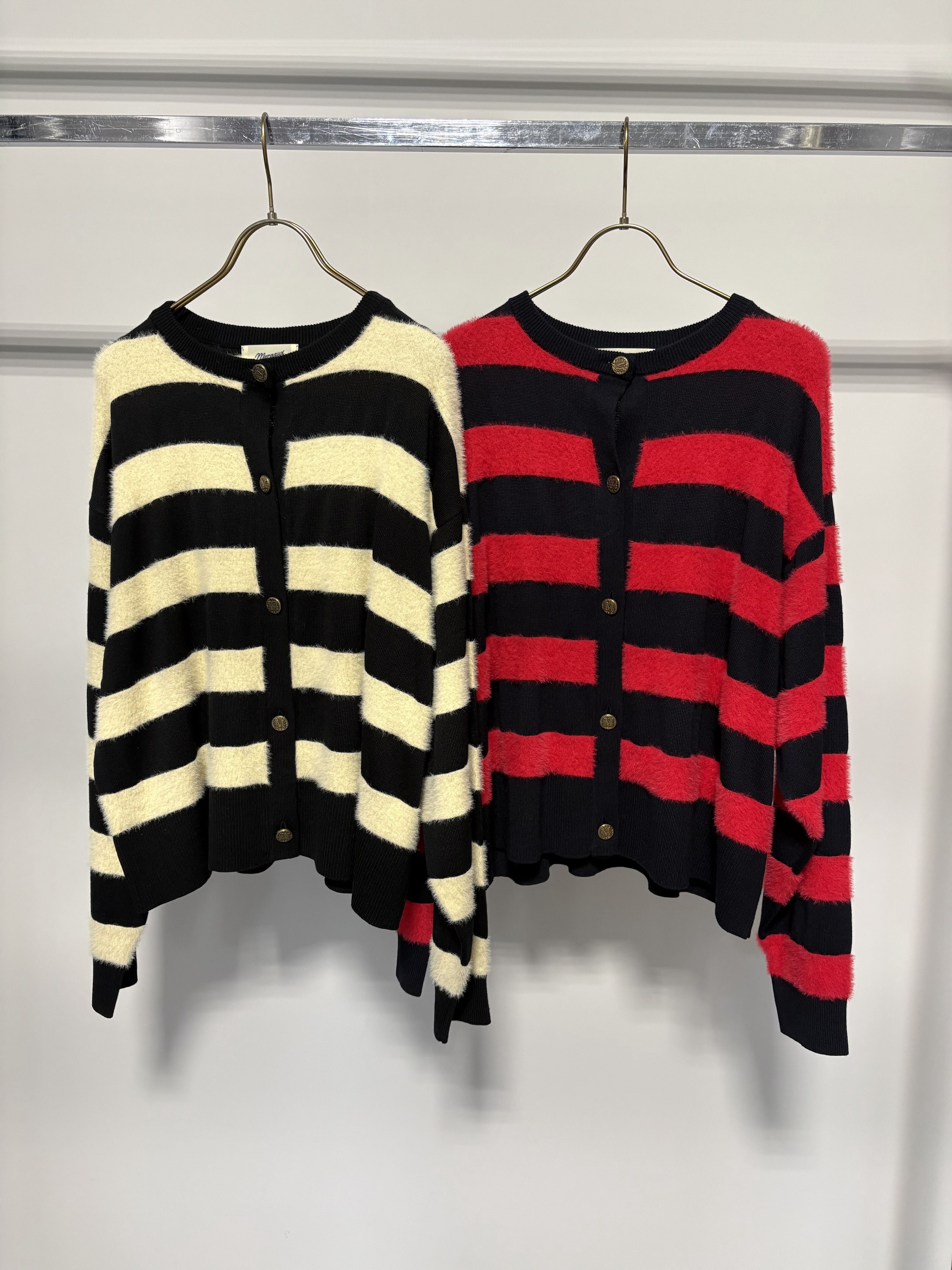 【10/上旬〜下旬入荷次第お届けのご予約】 MARGAUX VINTAGE/マルゴーヴィンテージ 異素材ボーダークルーカーディガン