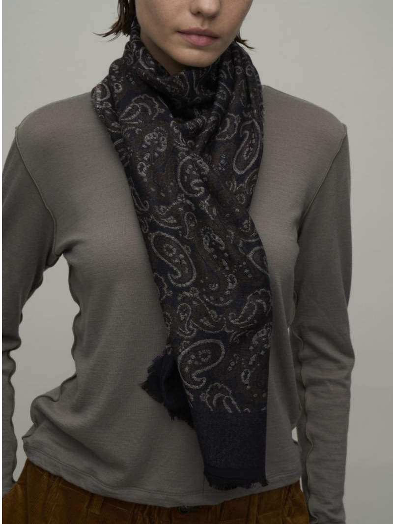 613. WYTE / ワイト COMO Artisanal Paisley Stole ペイズリー柄ストール(ベージュ/ブラック/グリーン)  (12-90390)
