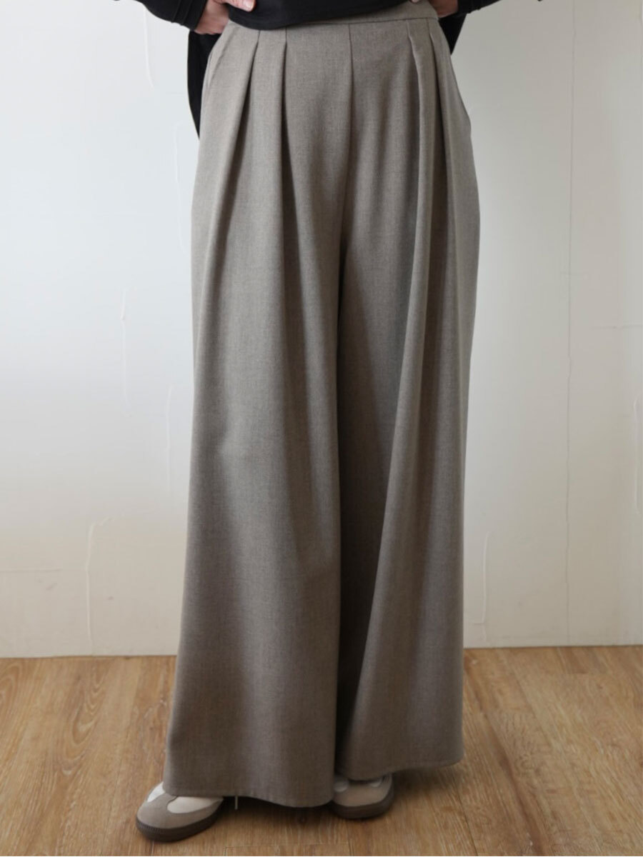 【SALE】254. CLOCHE クロシェ / ワイドパンツ(ストールセット) (beige/charcoal)  (552-86548)