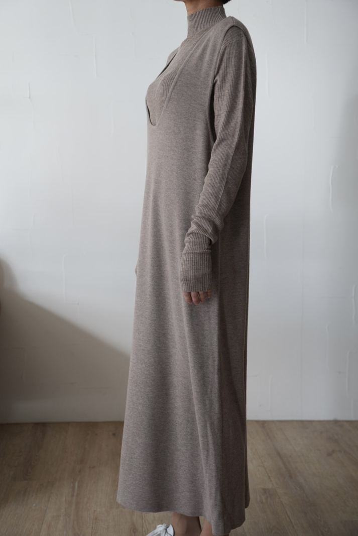 【SALE】255. CLOCHE クロシェ / ニットアップ(インナー付き) (beige/charcoal)  (552-85622)