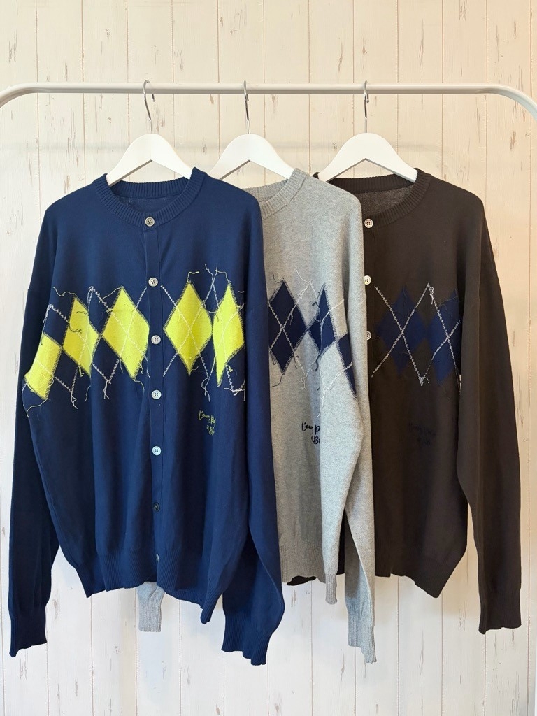 【10/下旬〜11/上旬入荷次第お届けのご予約】 L'ours Polaire et Bleu/ルスポレール&ブリュ コットンルーズシルエットアーガイルカーディガン 26318113