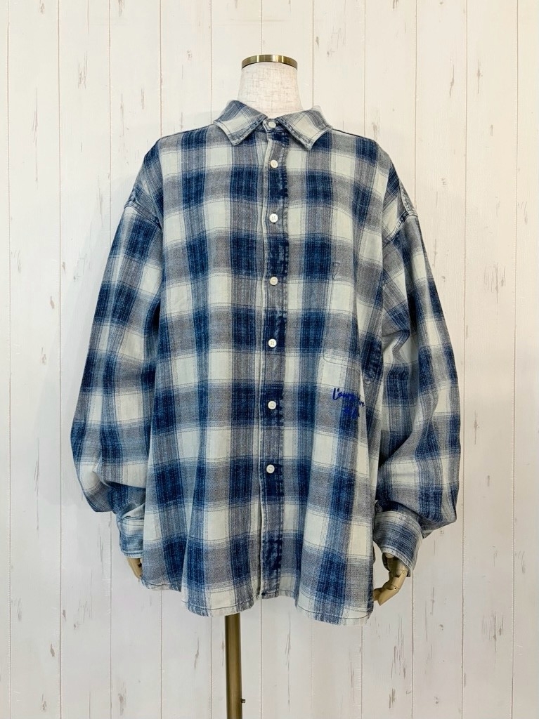 【10/下旬〜11/上旬入荷次第お届けのご予約】 L'ours Polaire et Bleu/ルスポレール&ブリュ インディゴチェックシャツ 26317112
