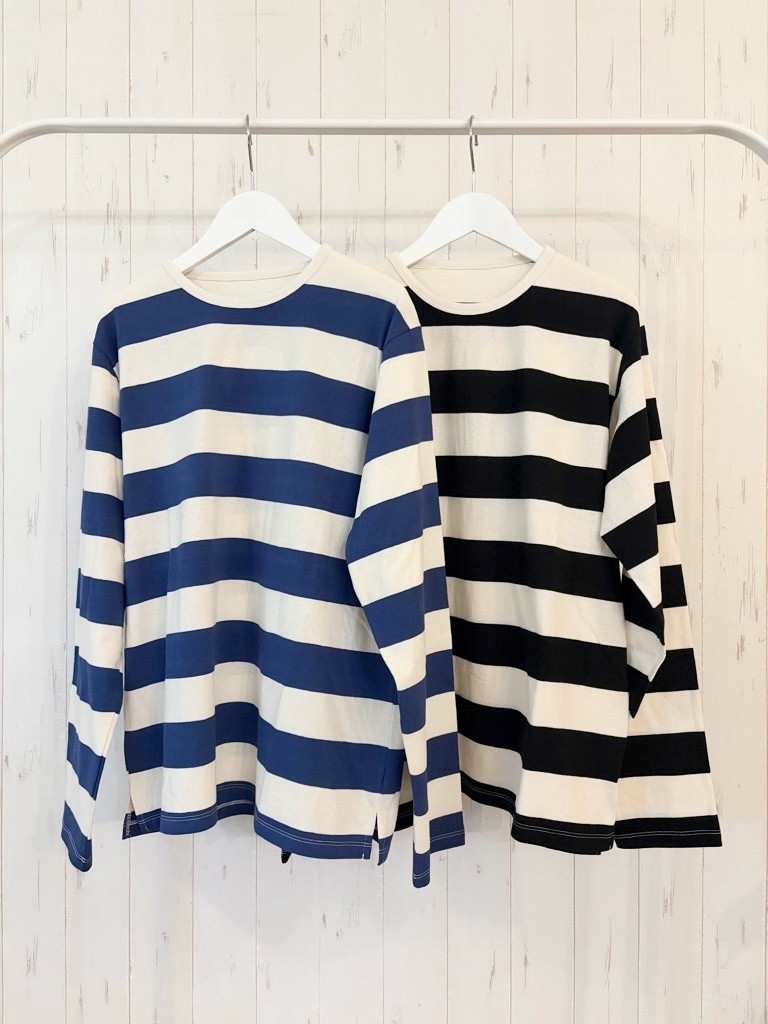 【10/下旬〜11/上旬入荷次第お届けのご予約】 L'ours Polaire et Bleu/ルスポレール&ブリュ L..P.Bワッペン太ボーダーロンT 26319246