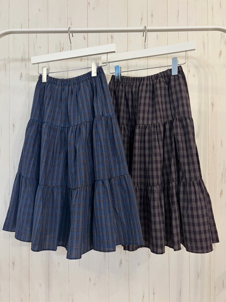 【10/下旬〜11/上旬入荷次第お届けのご予約】 L'ours Polaire et Bleu/ルスポレール&ブリュ ギンガムチェックティアードスカート 26312036