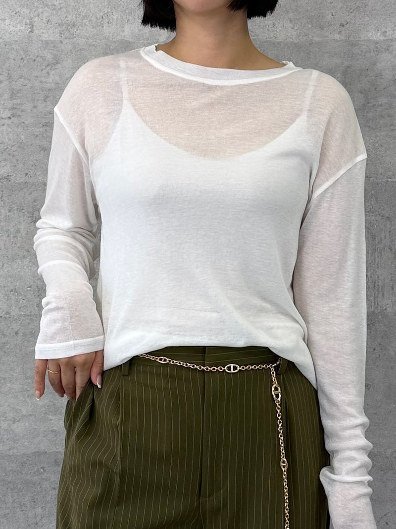 576. Anna Kerry / アンナケリー sheer long tee ウール混シアーロンT（56253906）